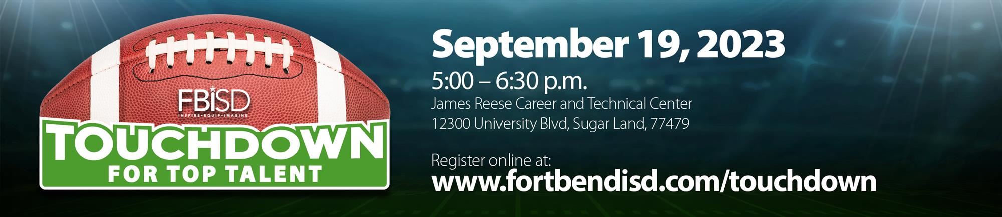 Header image for "Touchdown for Top Talent" September 19, 2023